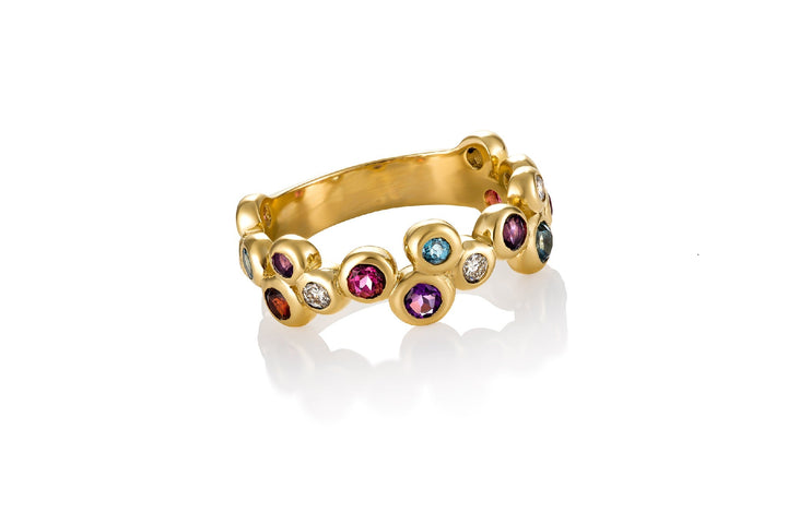 Constellation Stacking Bands With Multi-Color Gemstones