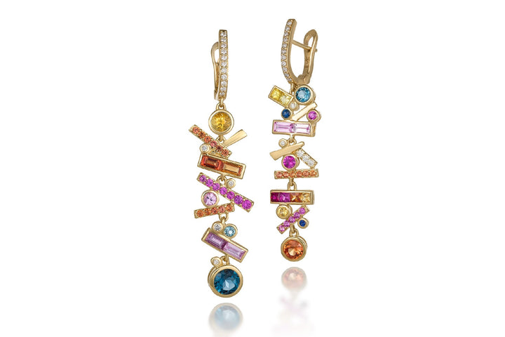 Falling Stars Multi-Color Dangle Earring