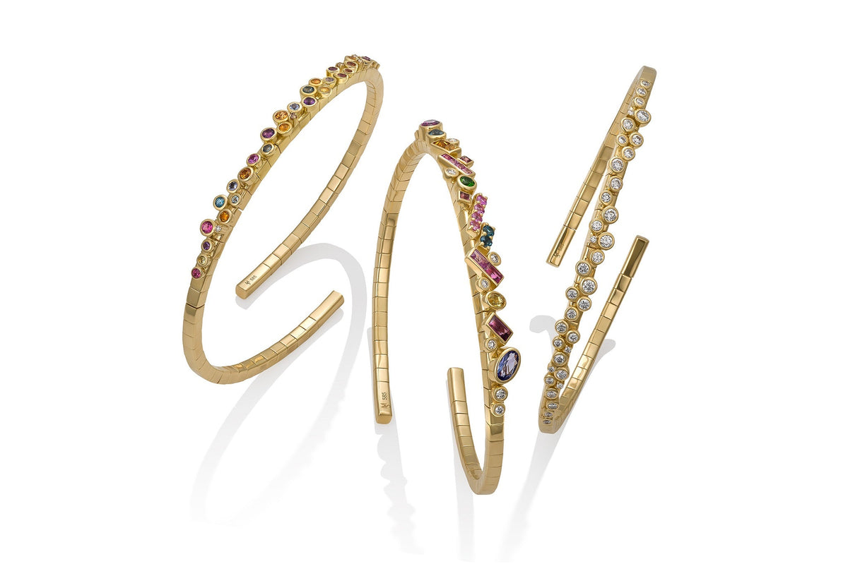 Constellation Flexible Cuff with Multi-color Gemstones