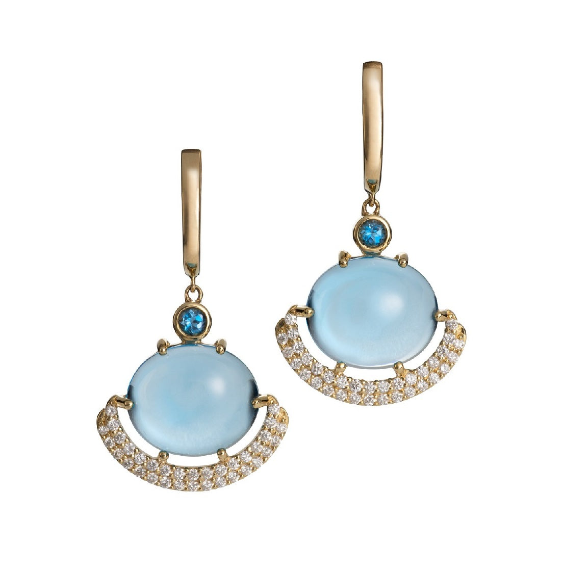 Blue Hour - Eclipse Earrings In Blue Topaz With Diamonds