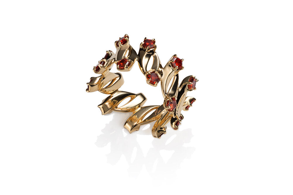 Comet Ring With Madeira Garnet