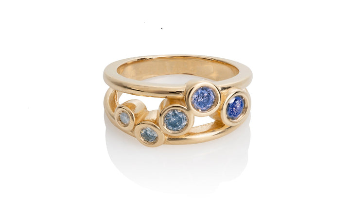 Starry Night Ring With Sapphire Ombre