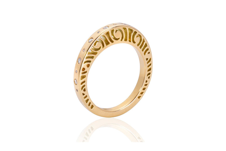 Shooting Stars Stacking Narrow Ring With Stones