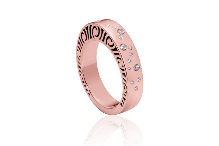 Shooting Stars Stacking Wide Ring With Diamonds