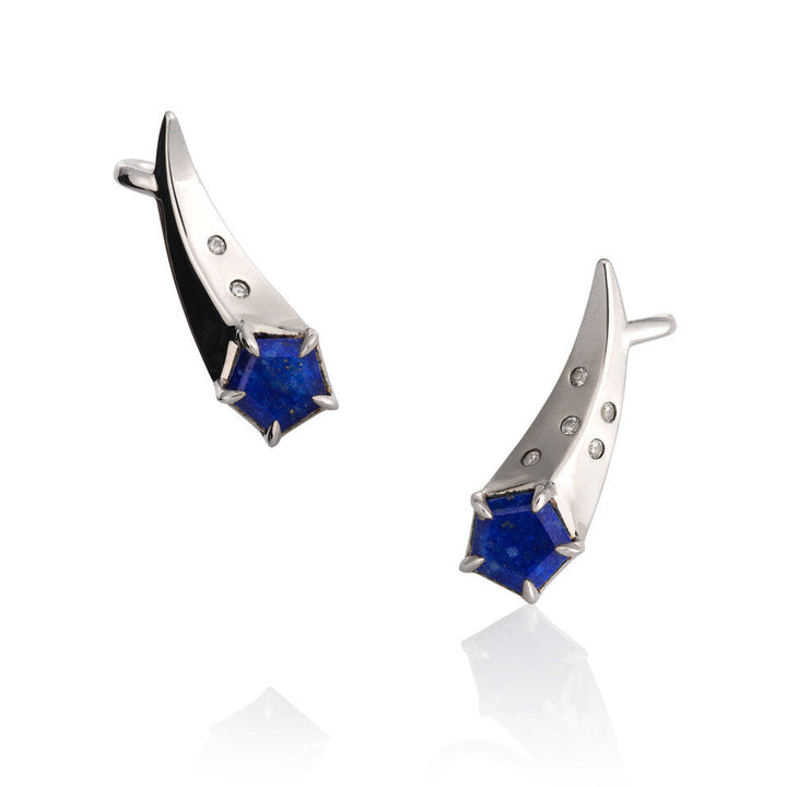 Ice Meteor Ear Climbers In Sterling (Or Gold) With Lapis