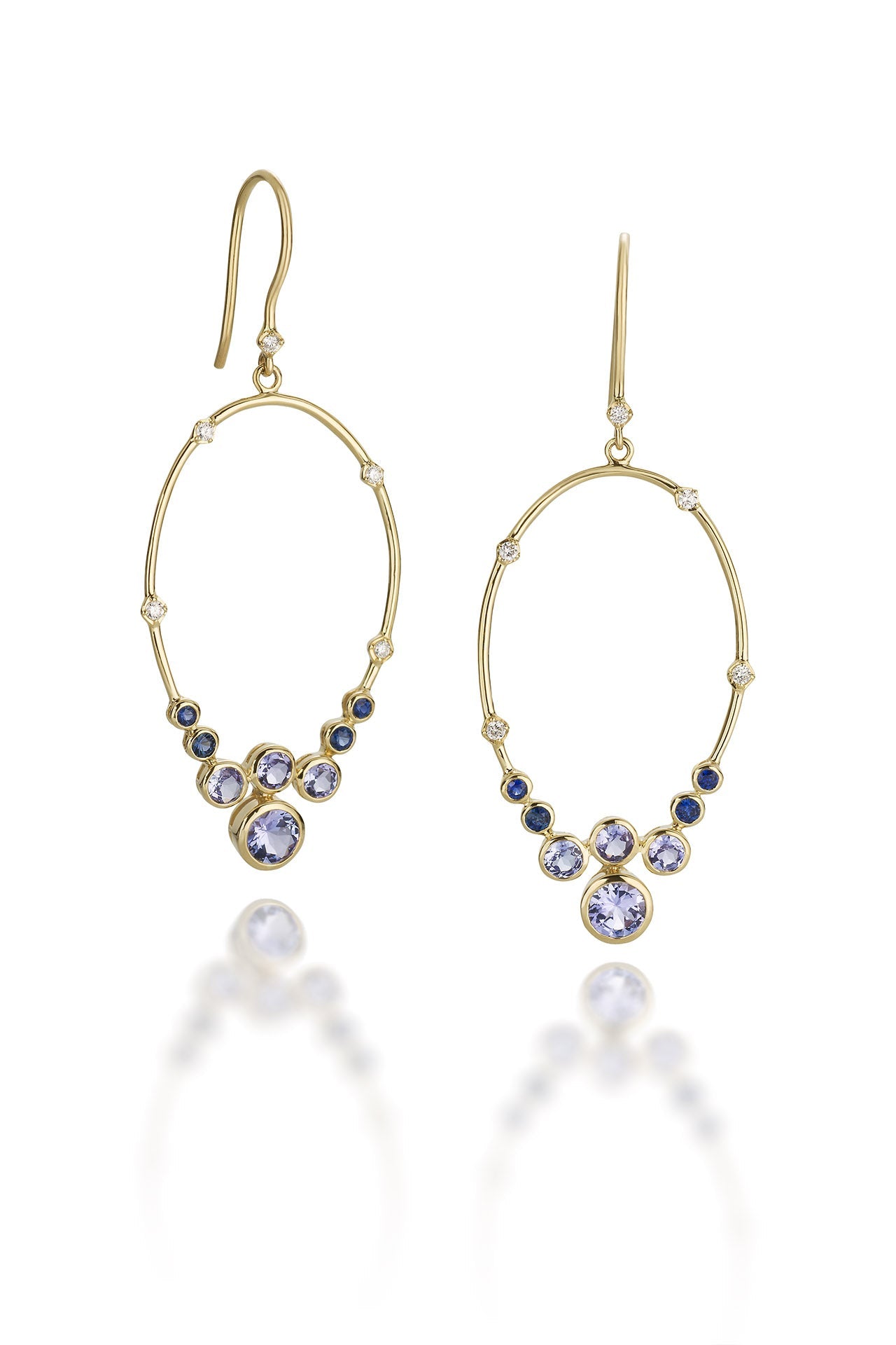 Constellation Hoop Earrings With Sapphires, Tanzanites & Diamonds