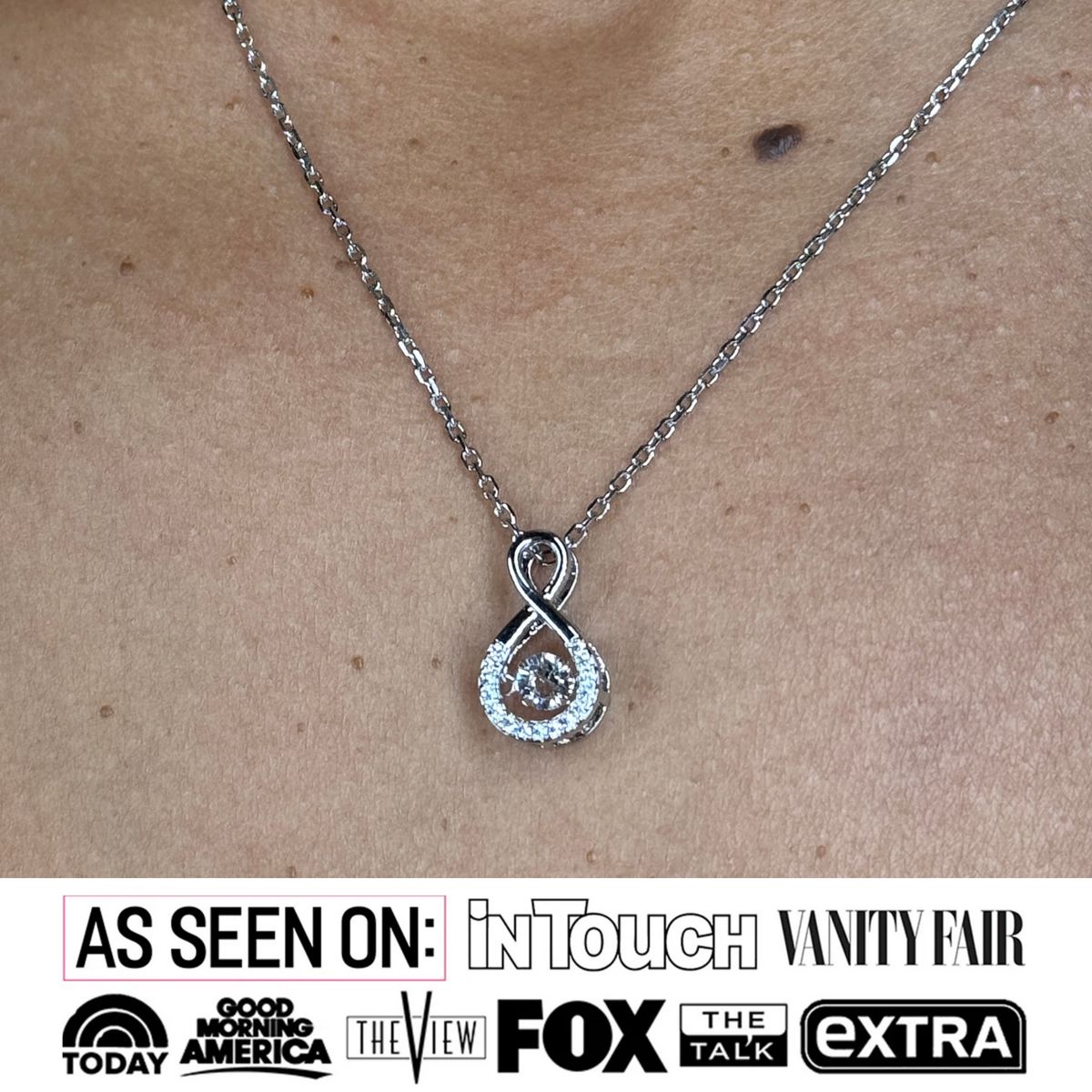Martha 18k White Gold Plated Infinity Dancing Pendant Necklace with Swarovski Crystals