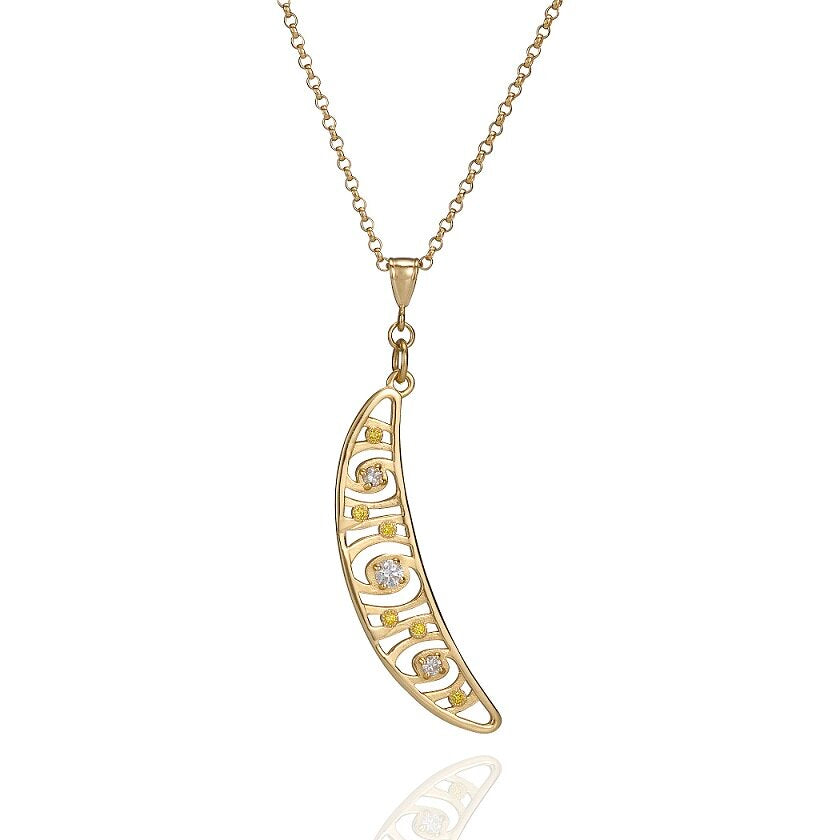 Moon And Stars Pendant In Gold With Diamonds