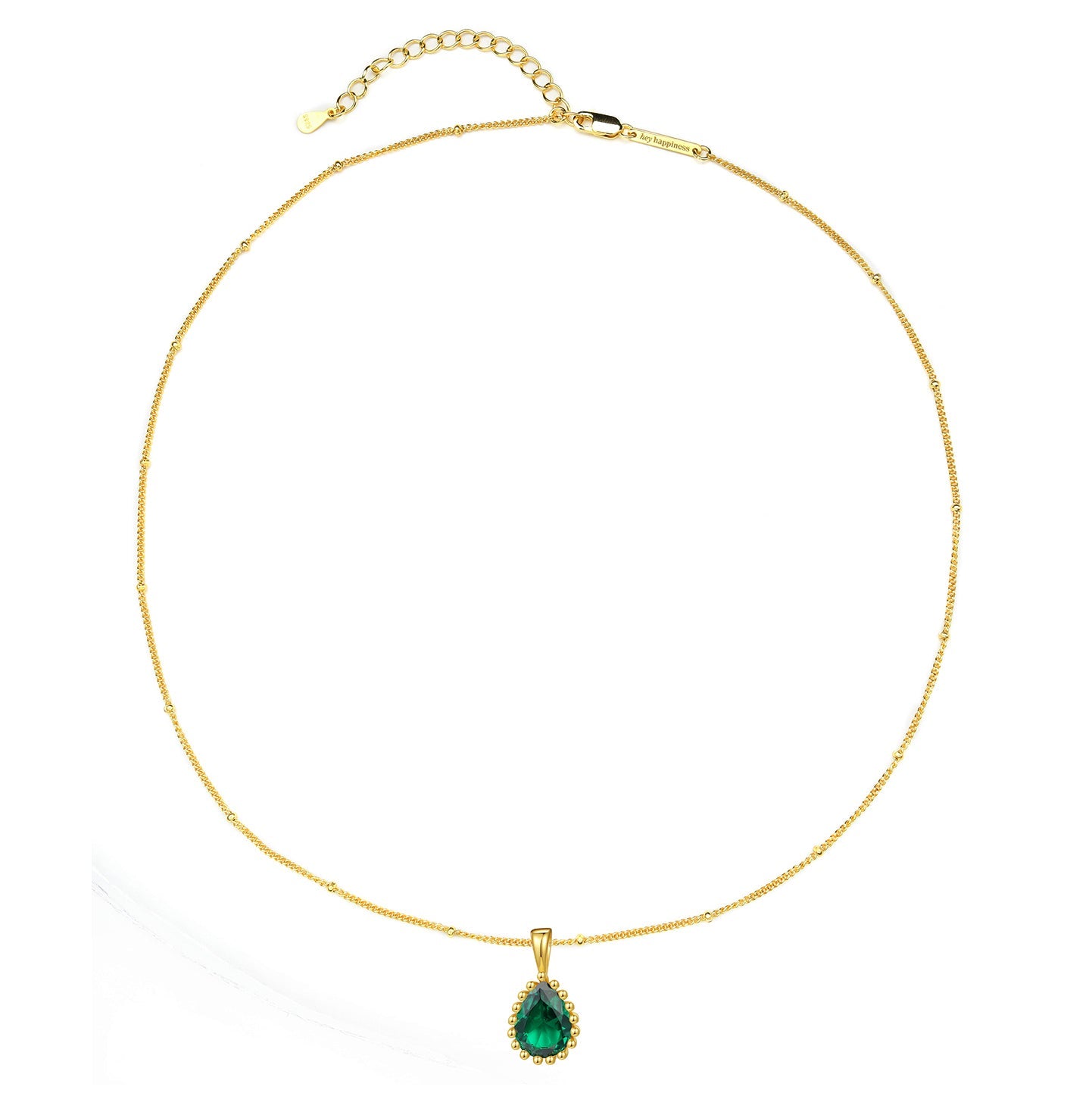 May Emerald Birthstone Necklace Sterling Silver