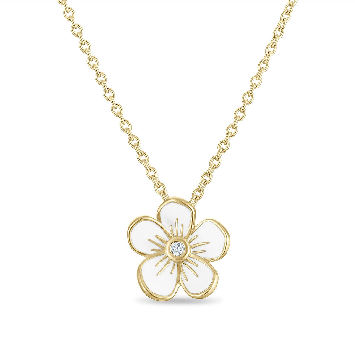 Medium Florette Single Pendant Necklace in White