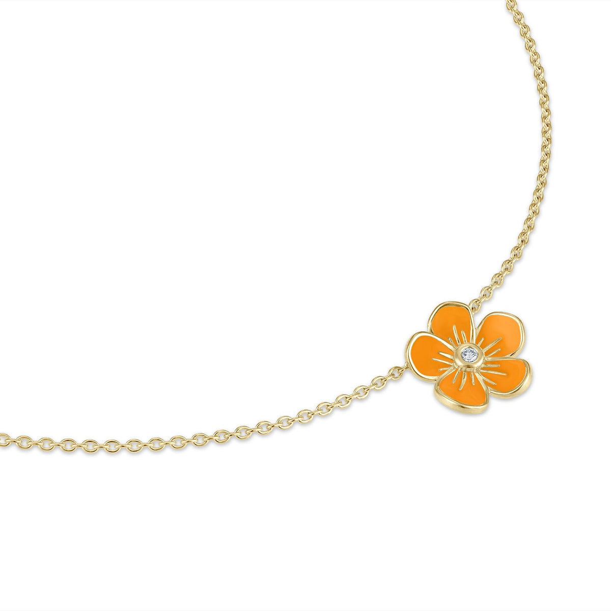Medium Florette Single Pendant Necklace in Orange