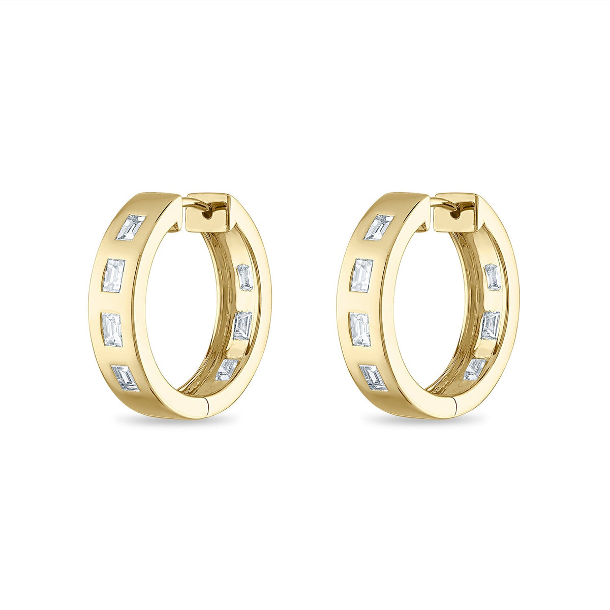 Essentials Medium Linear Diamond Hoop Earrings