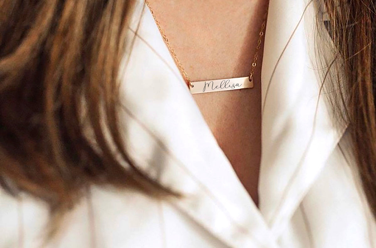 Name Bar Necklace Gold