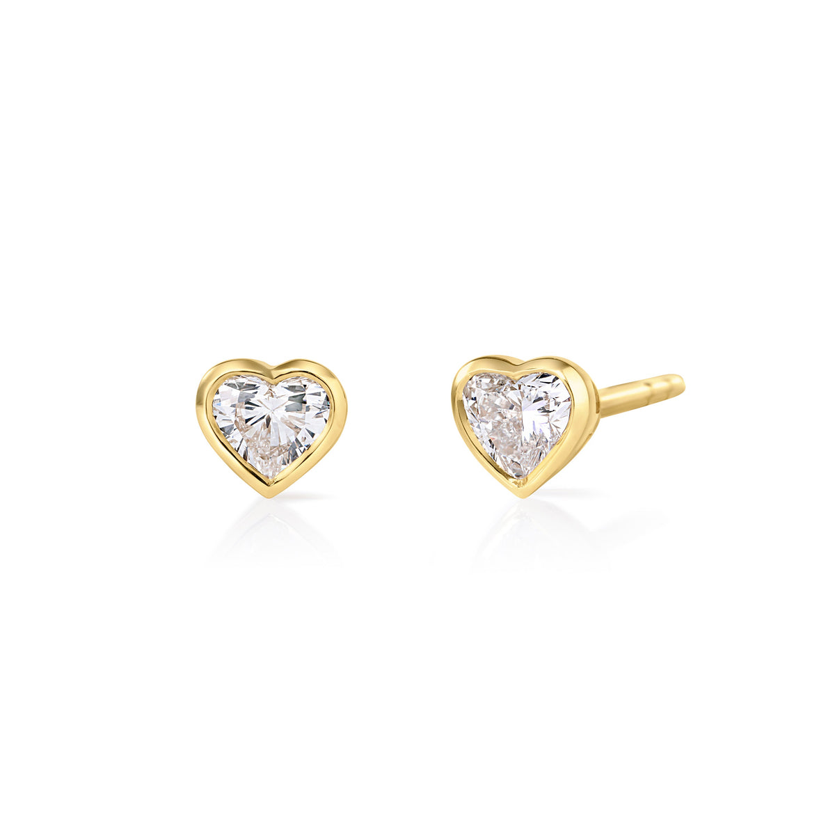 Mini Bezel Heart Lab Diamond Stud Earrings