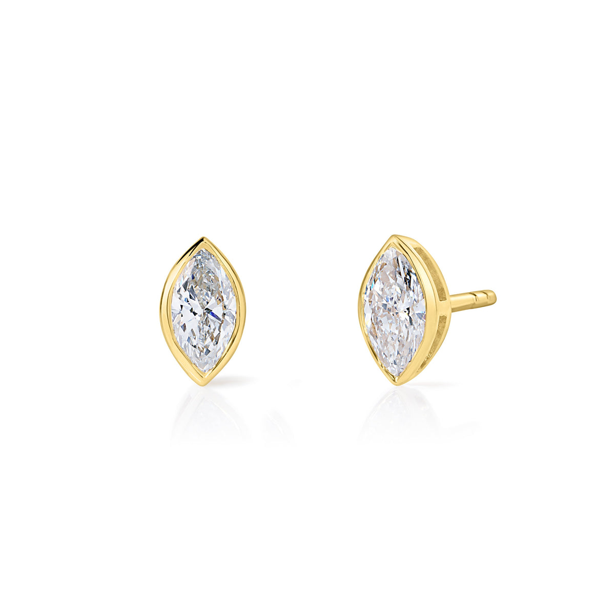 Mini Bezel Marquise Lab Diamond Stud Earrings