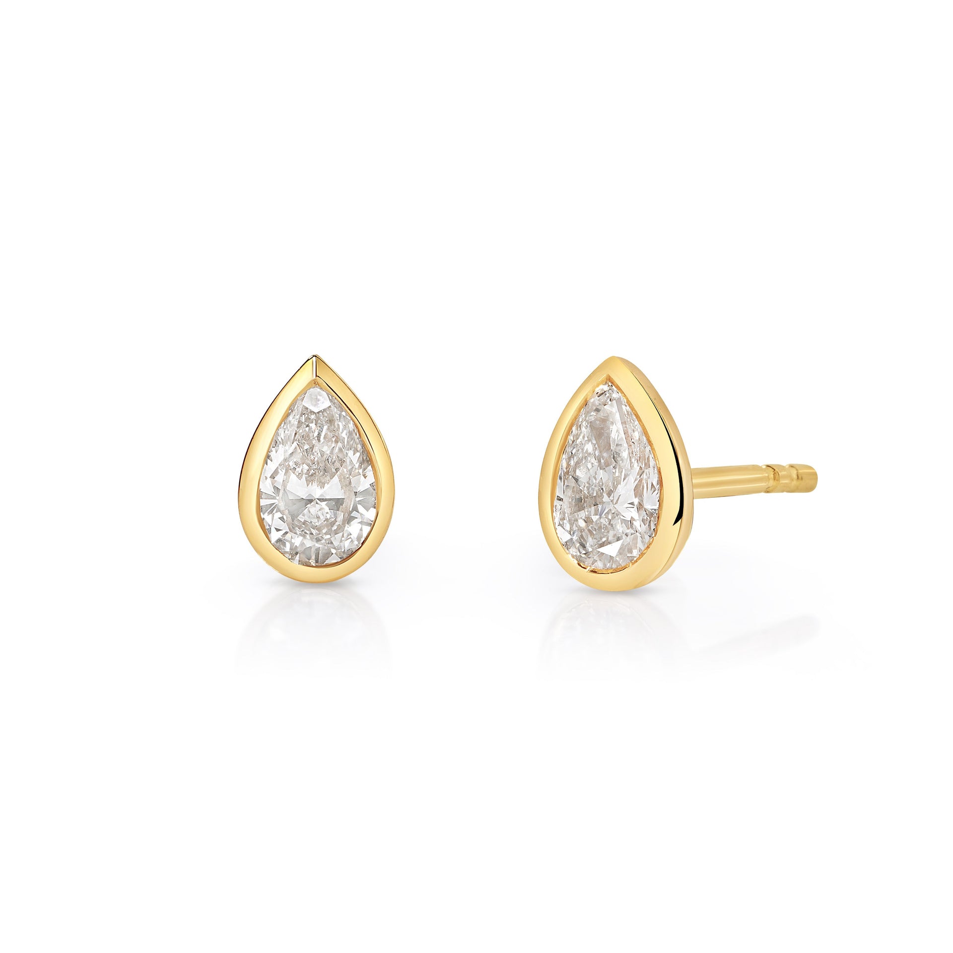 Mini Bezel Pear Lab Diamond Stud Earrings