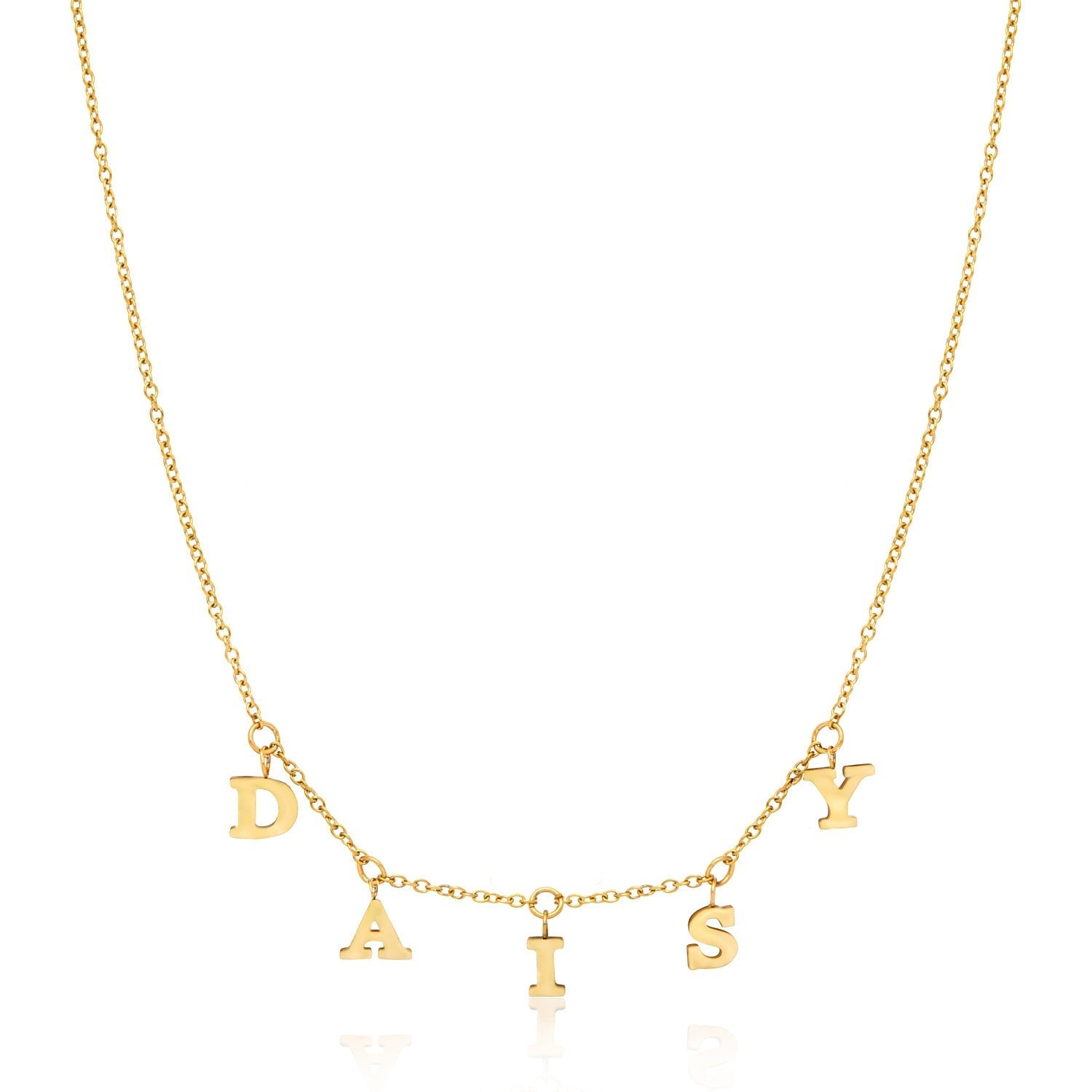 Mini Hanging Letter Name Necklace (Gold)