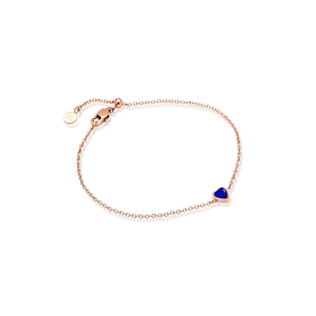 Mini Heart Birthstone Bracelet (Rose Gold)