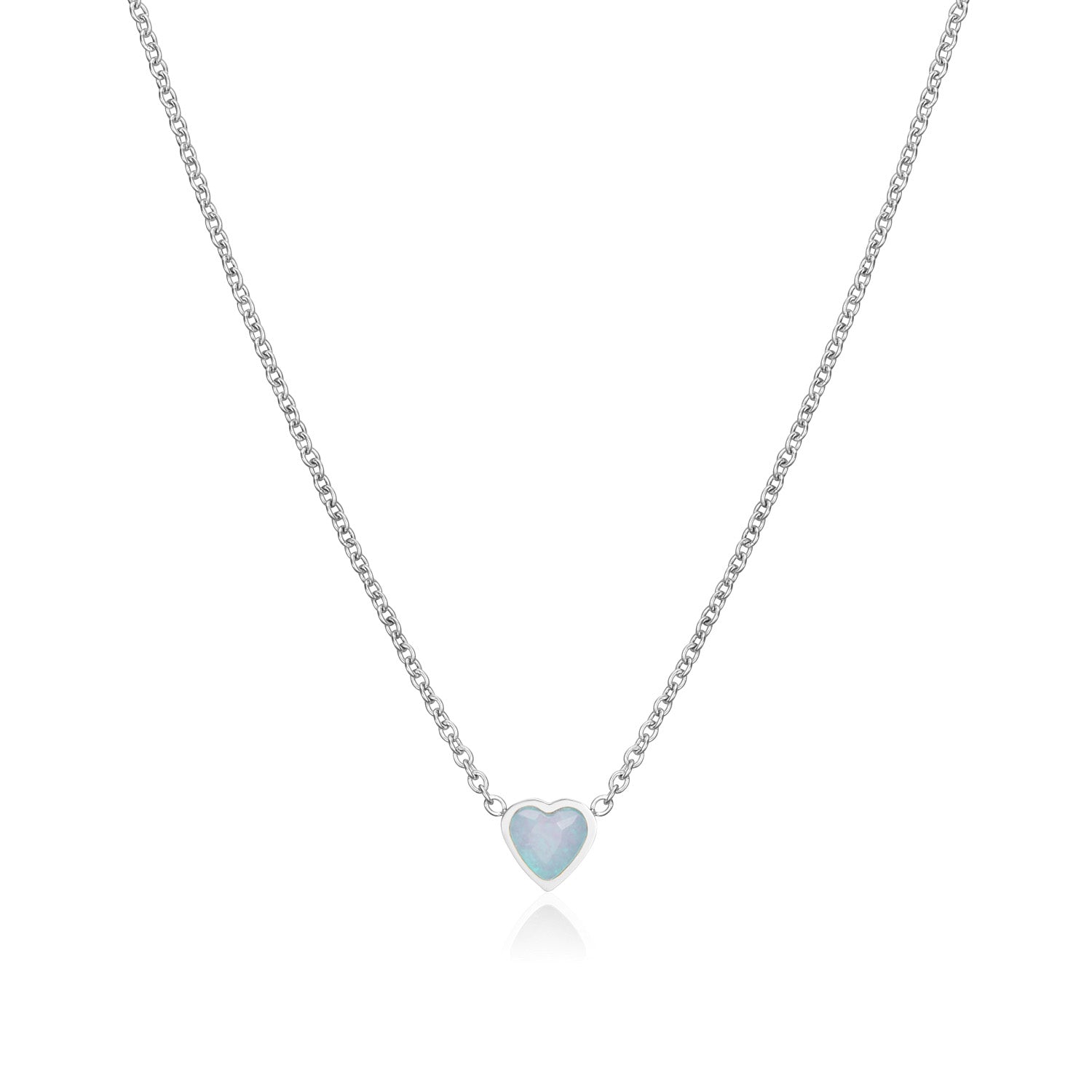 Blue Heart Necklace (Silver)