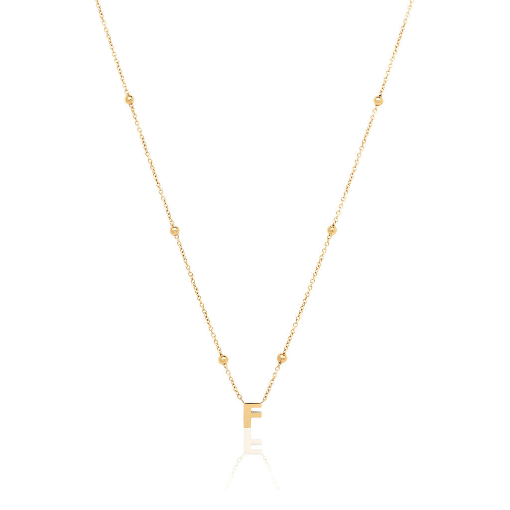 Mini Letter Sphere Chain Necklace (Gold)
