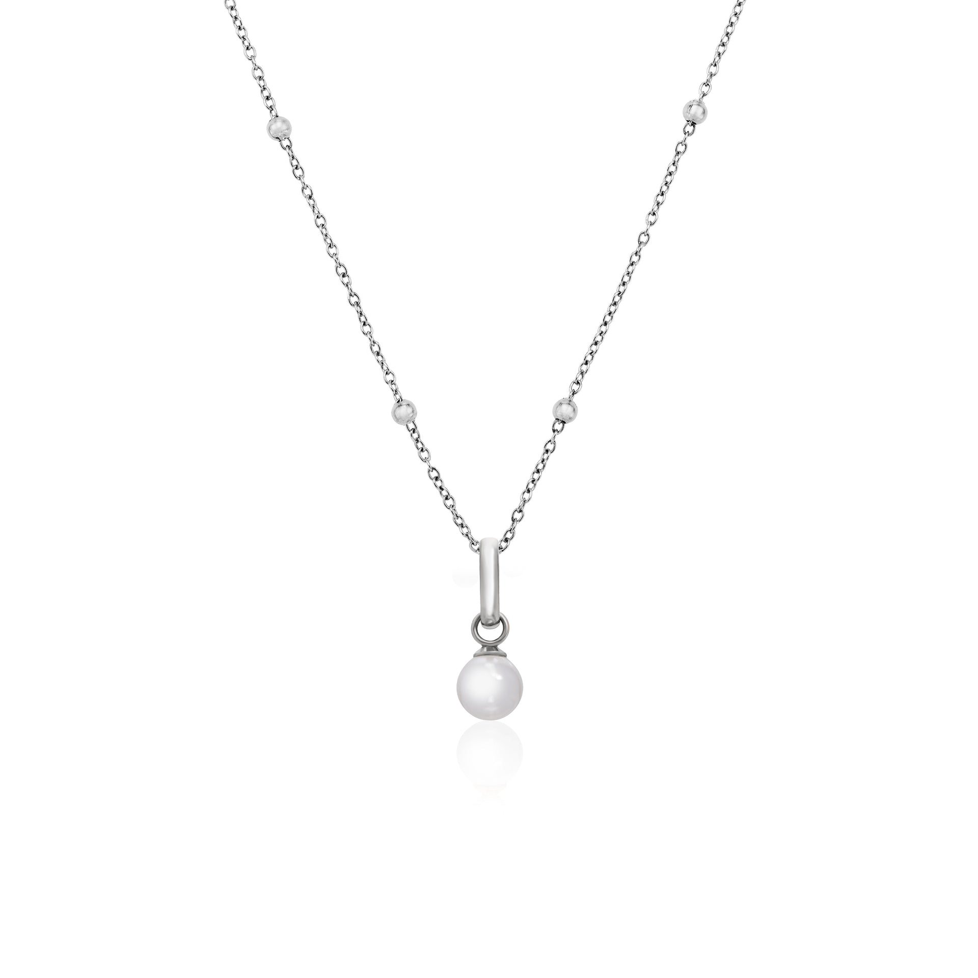 Mini Pearl Necklace (Silver)