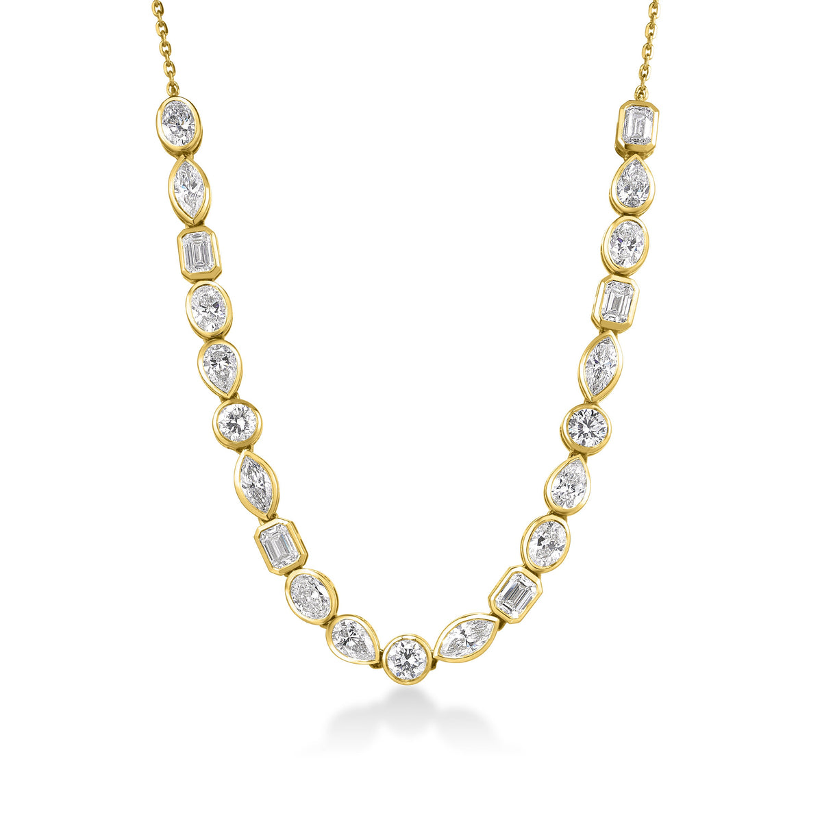 Mixed Shape Lab Diamond Half Tennis Necklace