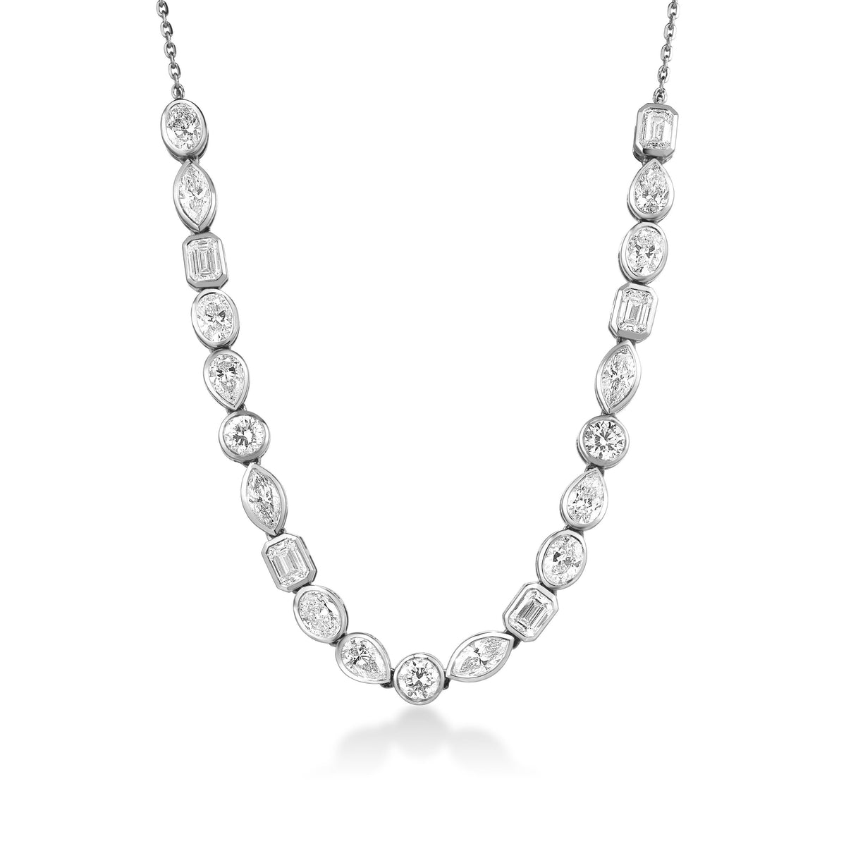 Mixed Shape Lab Diamond Half Tennis Necklace