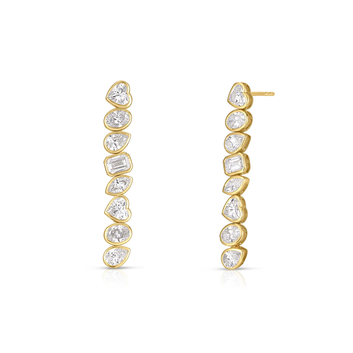 Mixed Shape Lab Diamond Bezel Drop Earrings