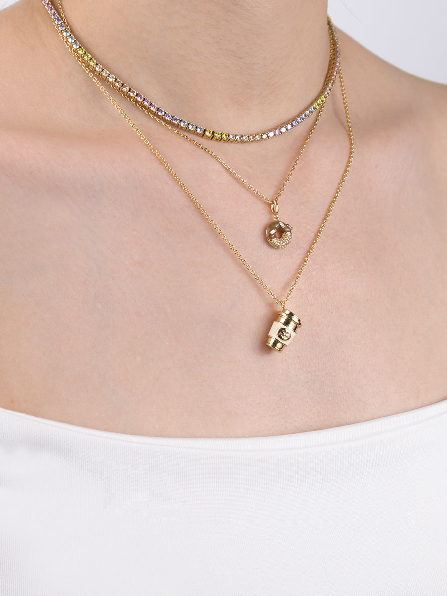 Donut Coffee Glazed Gold Necklace