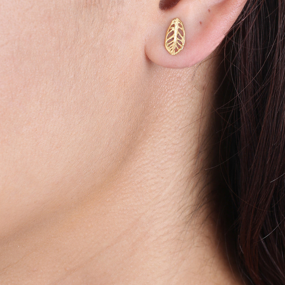 Plumeria Leaf Stud Earrings