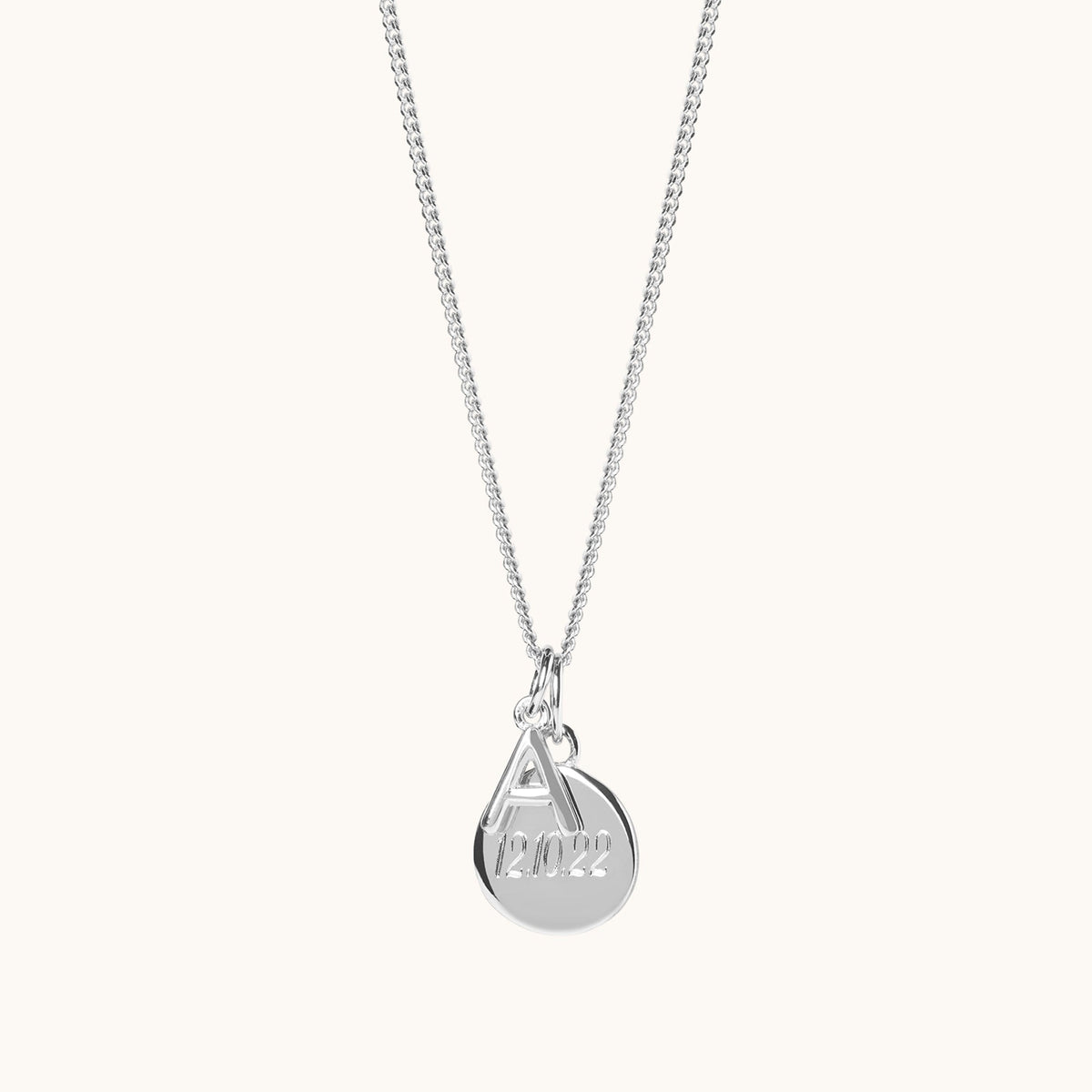 Personalised Disc & Letter Necklace Silver