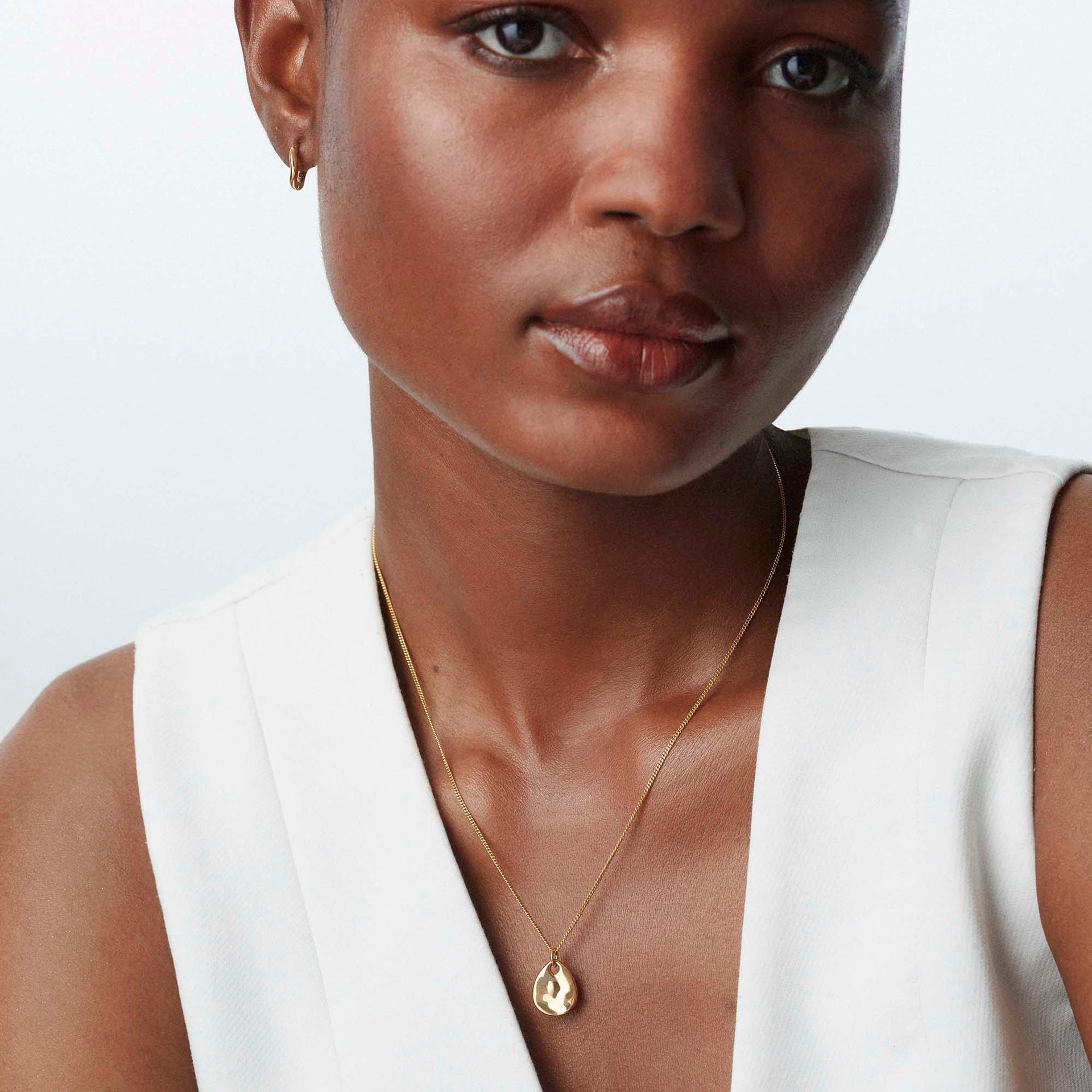 Ripple Tear Drop Necklace Silver