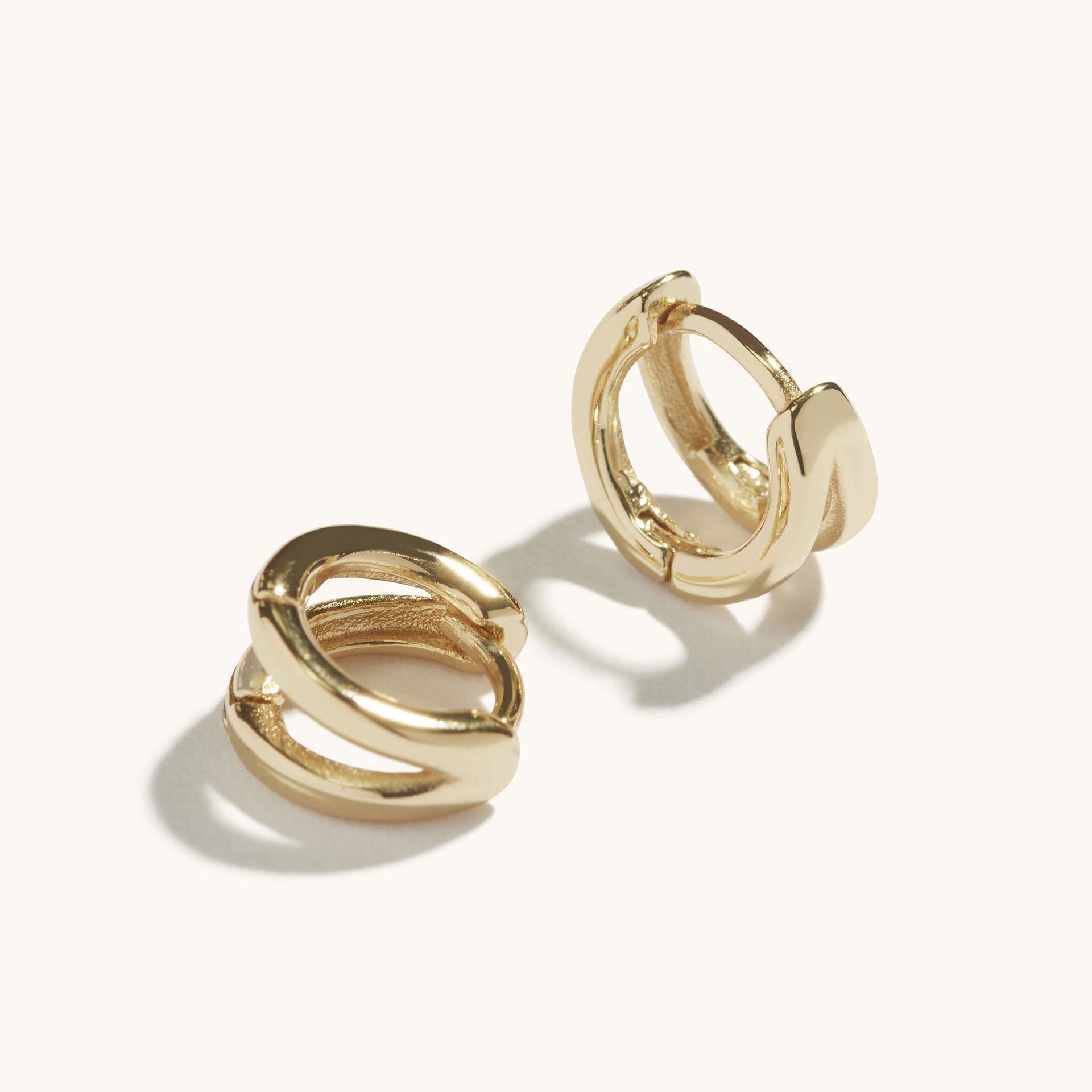 Double Huggie Earrings Gold