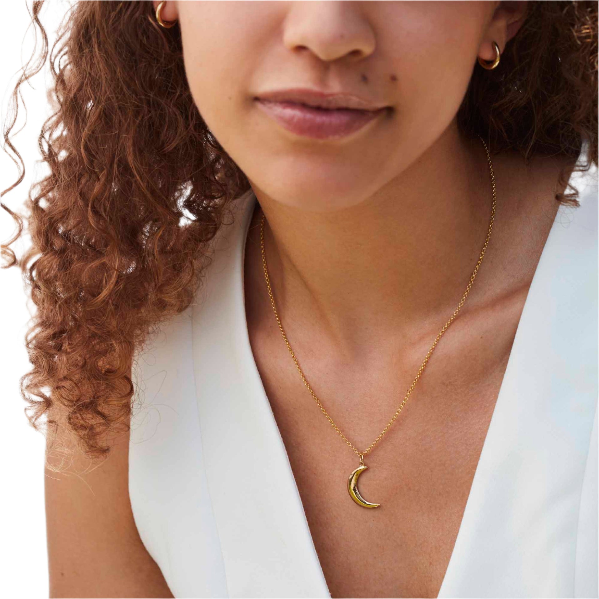 Crescent Moon Necklace Silver