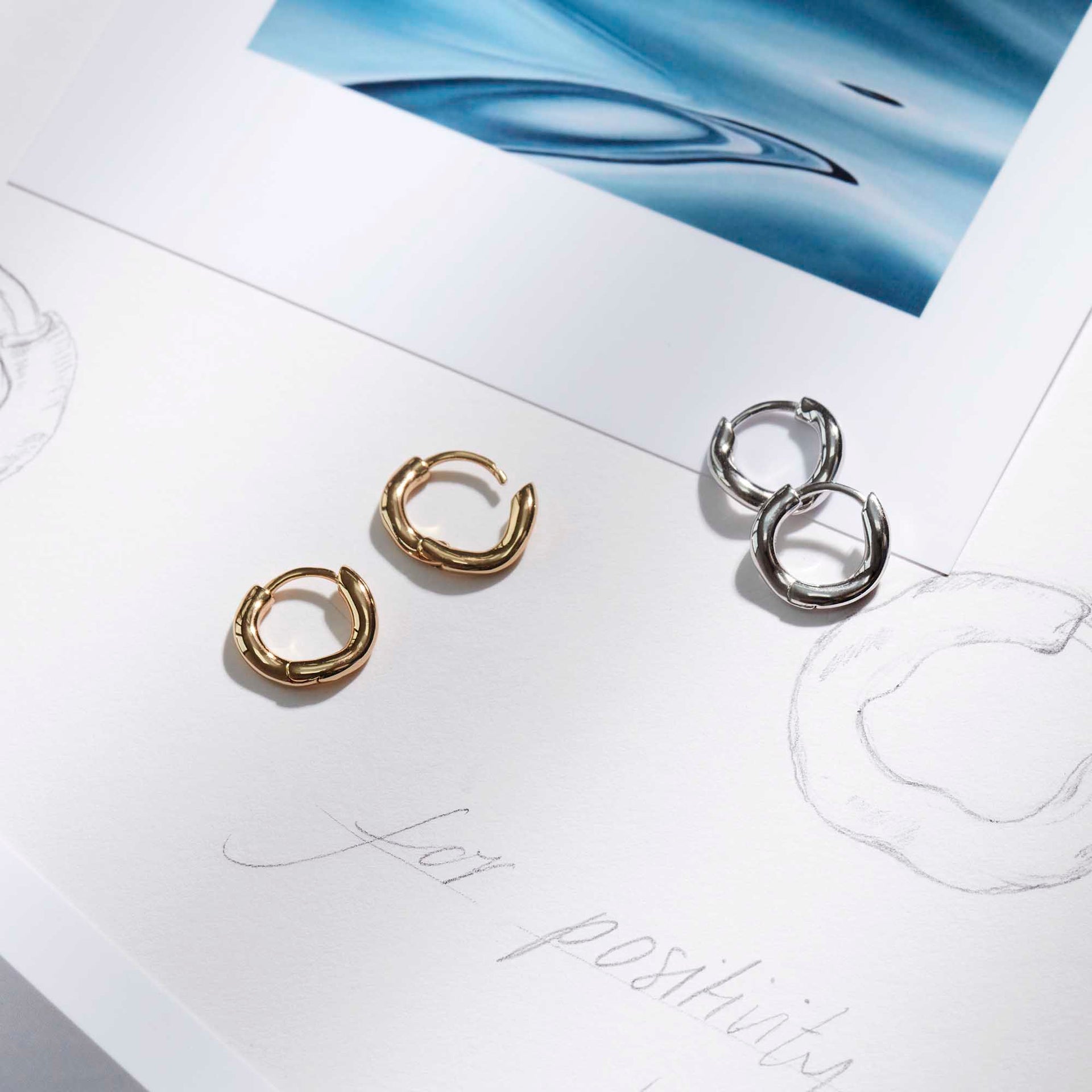 Ripple Hoop Earrings Silver