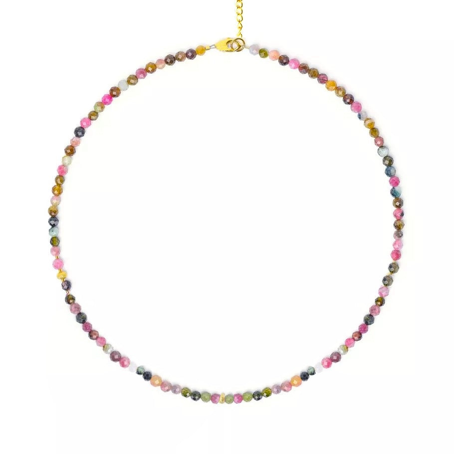 18K Gold Multi Tourmaline Necklace