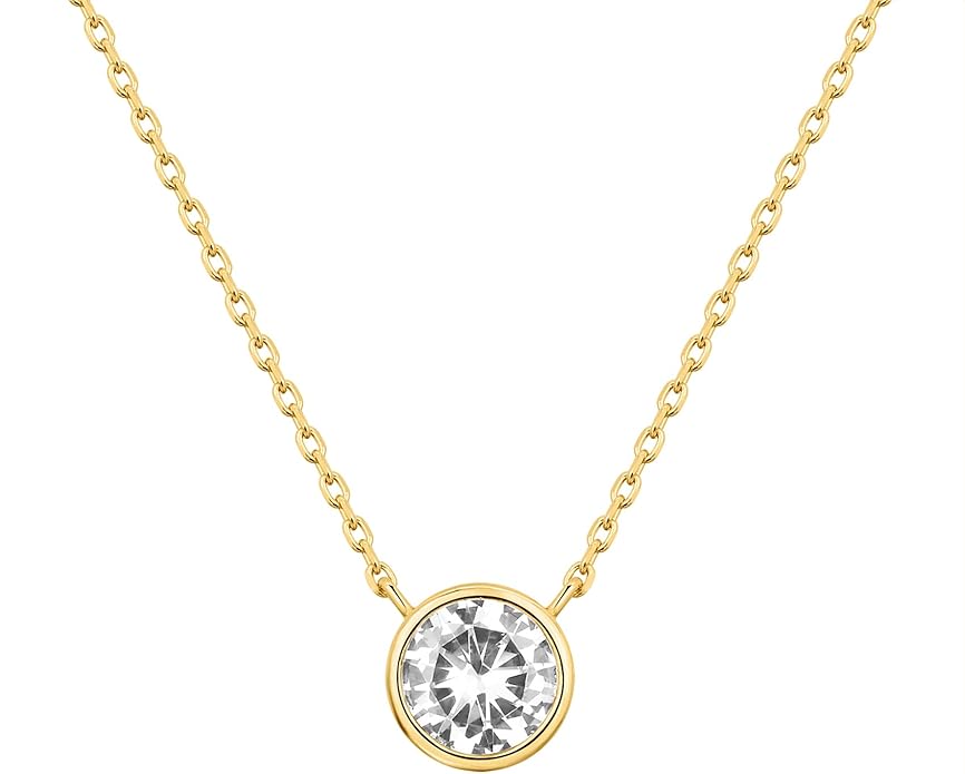 18k Gold Solitaire Necklace