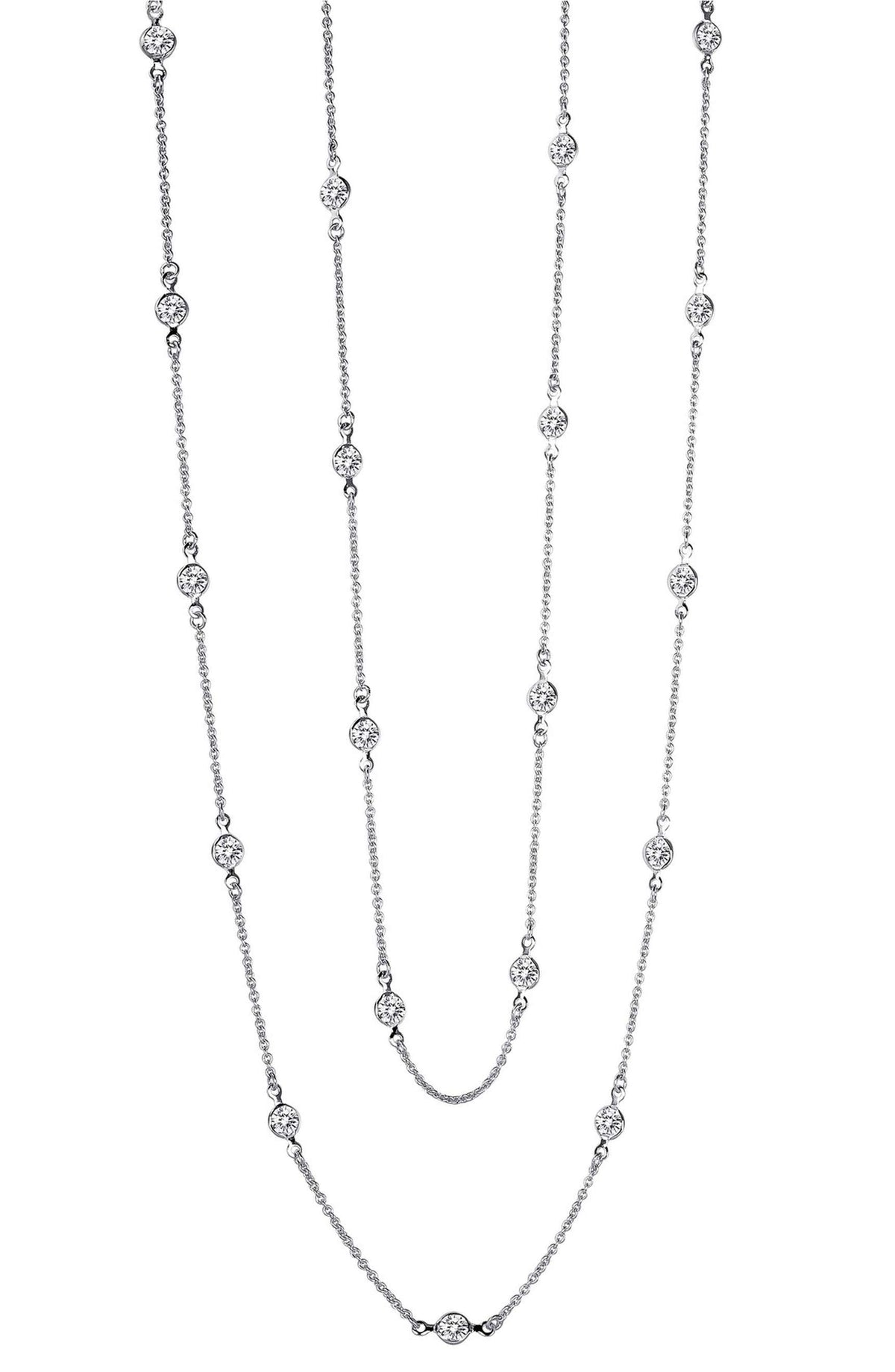Sterling Silver Cz Station Necklace