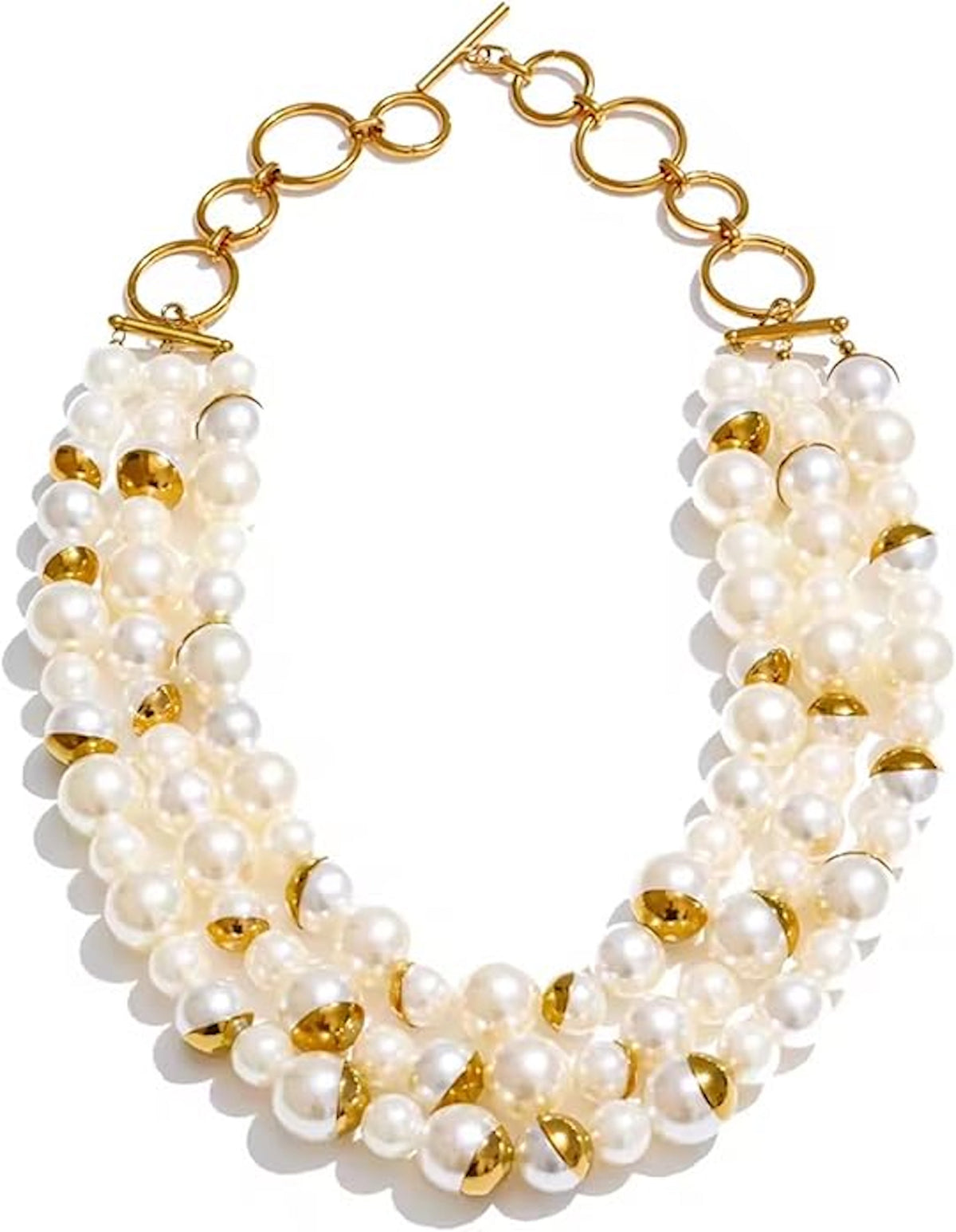 18k Gold Multi Layer Pearl Necklace