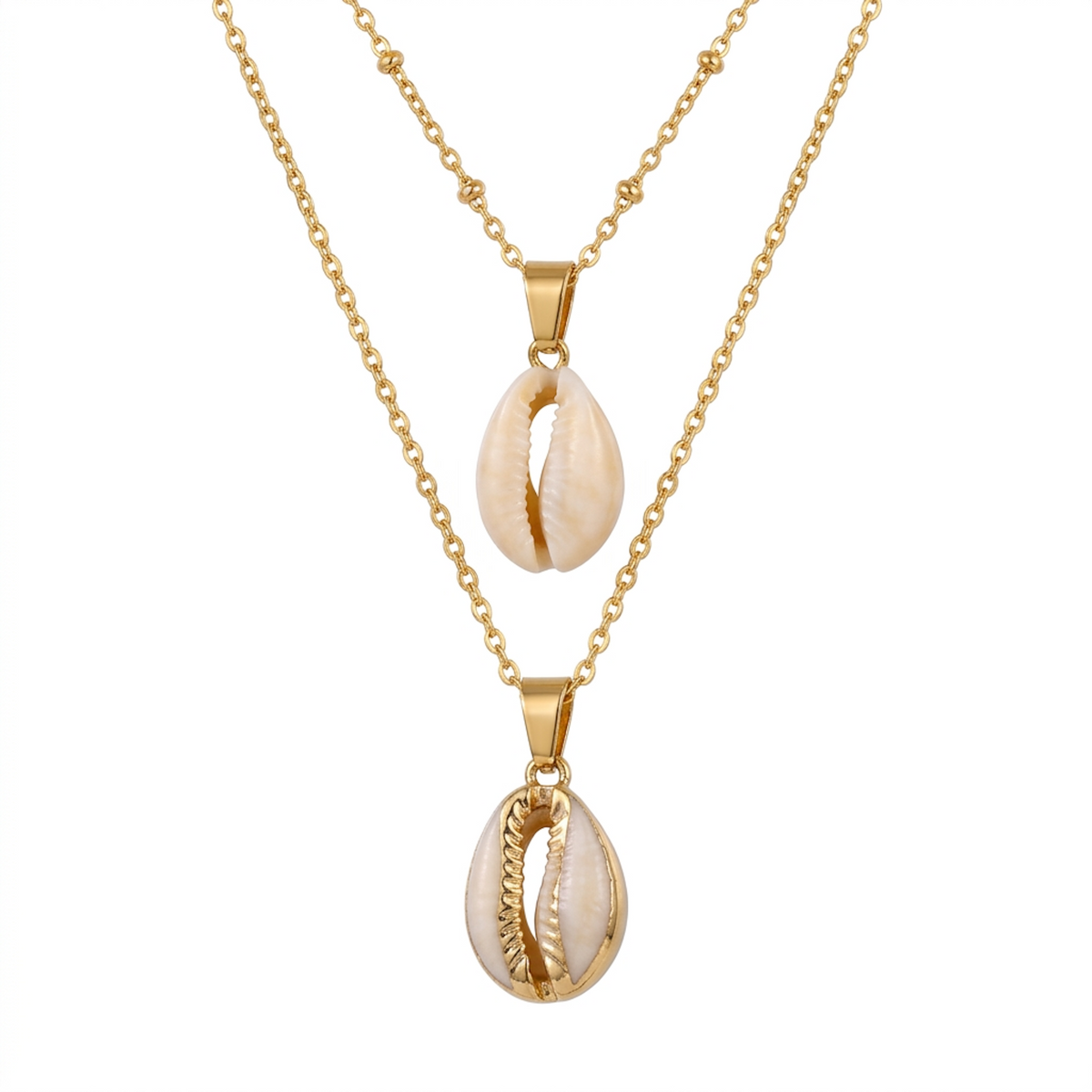 18K Gold Beach Charm Layer Necklace