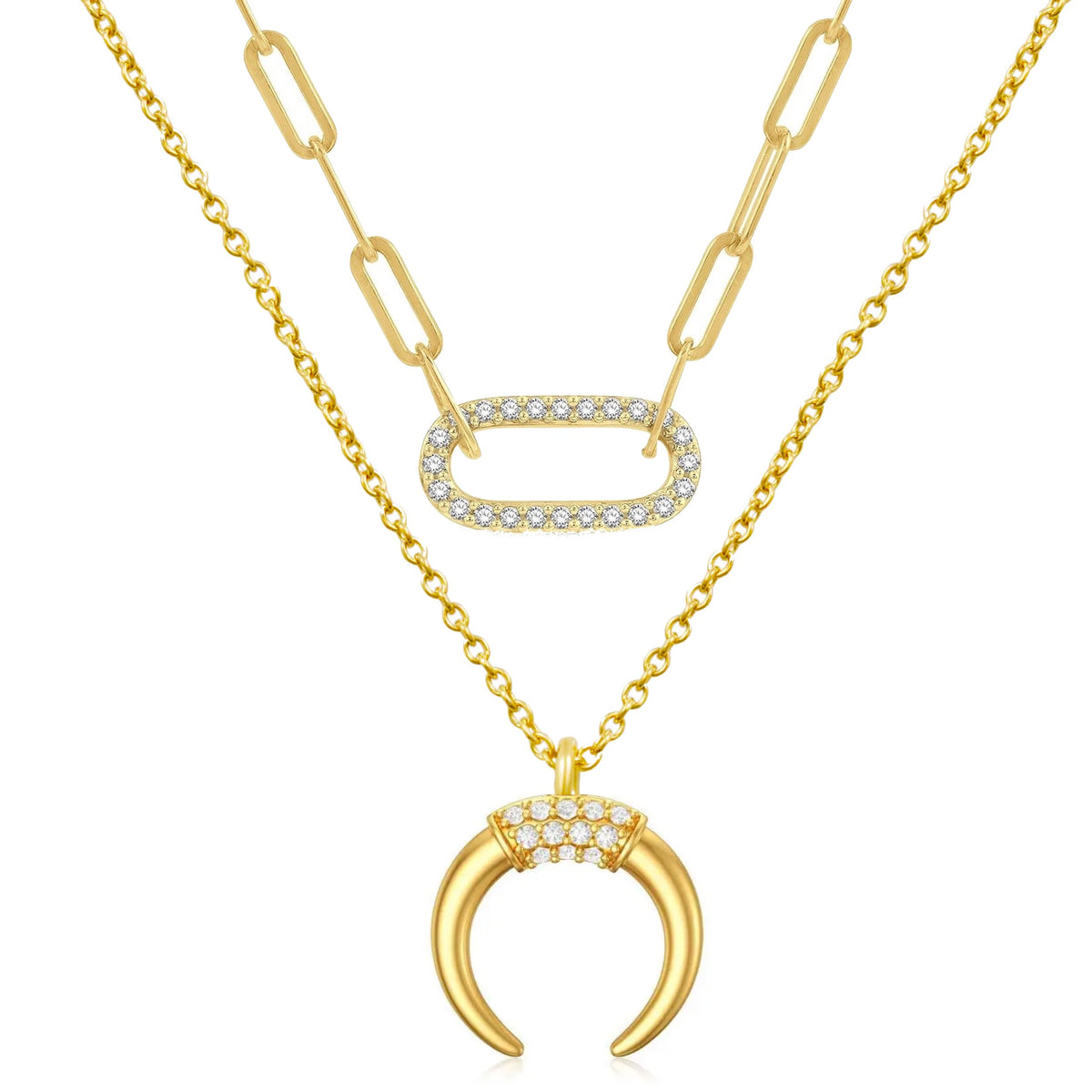 18K Gold Multi Layer Embellished Necklace