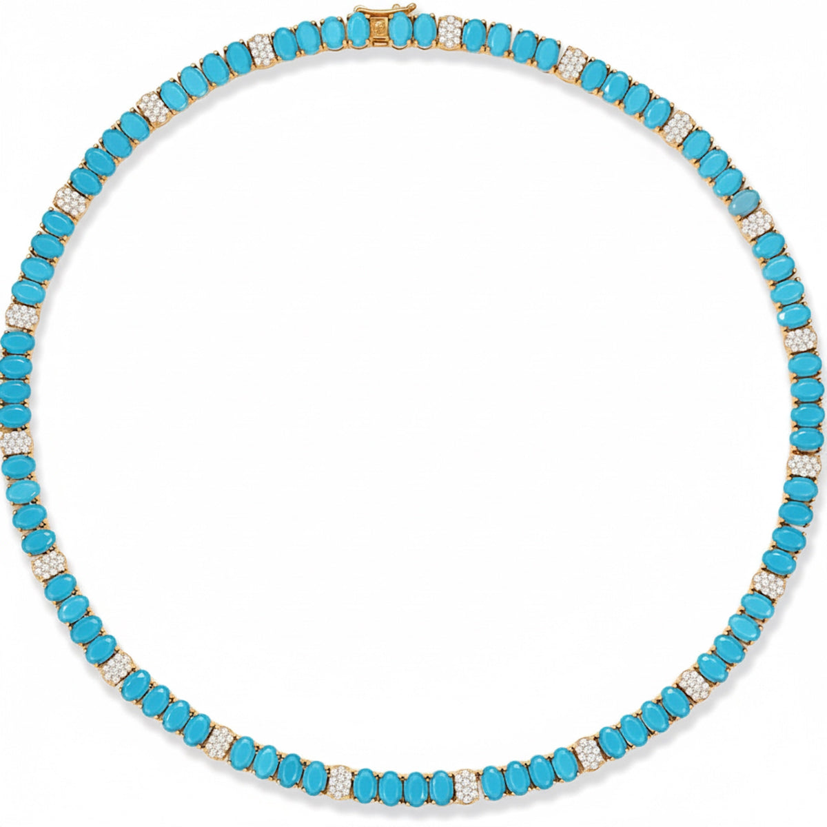 18k Gold Turquoise Tennis Necklace