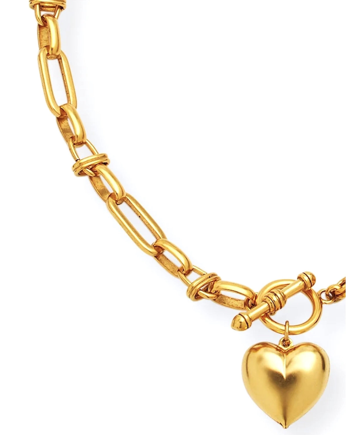 18K Gold Heart Drop Toggle Necklace