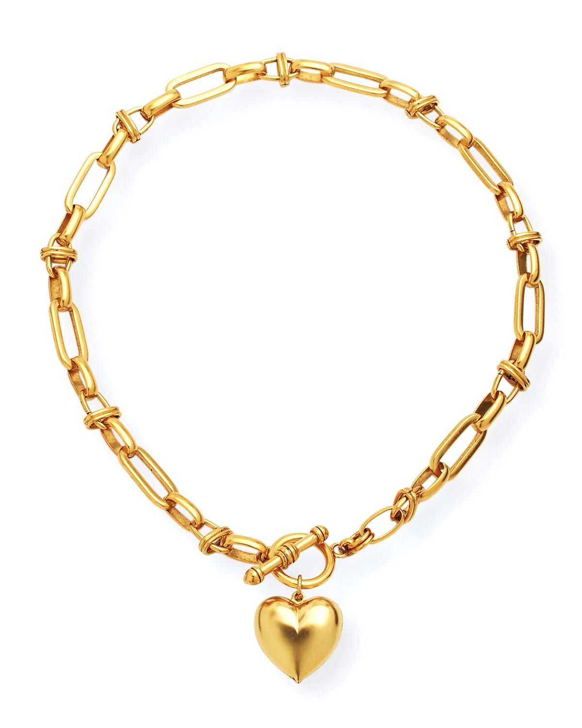 18K Gold Heart Drop Toggle Necklace