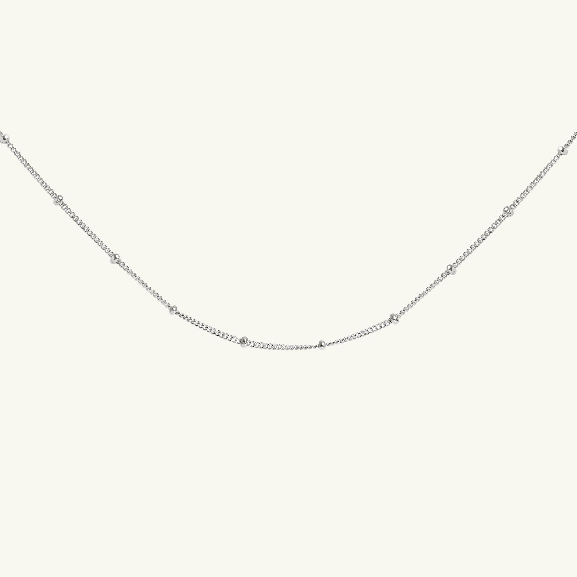 Bead Chain Dainty Choker Necklace Silver