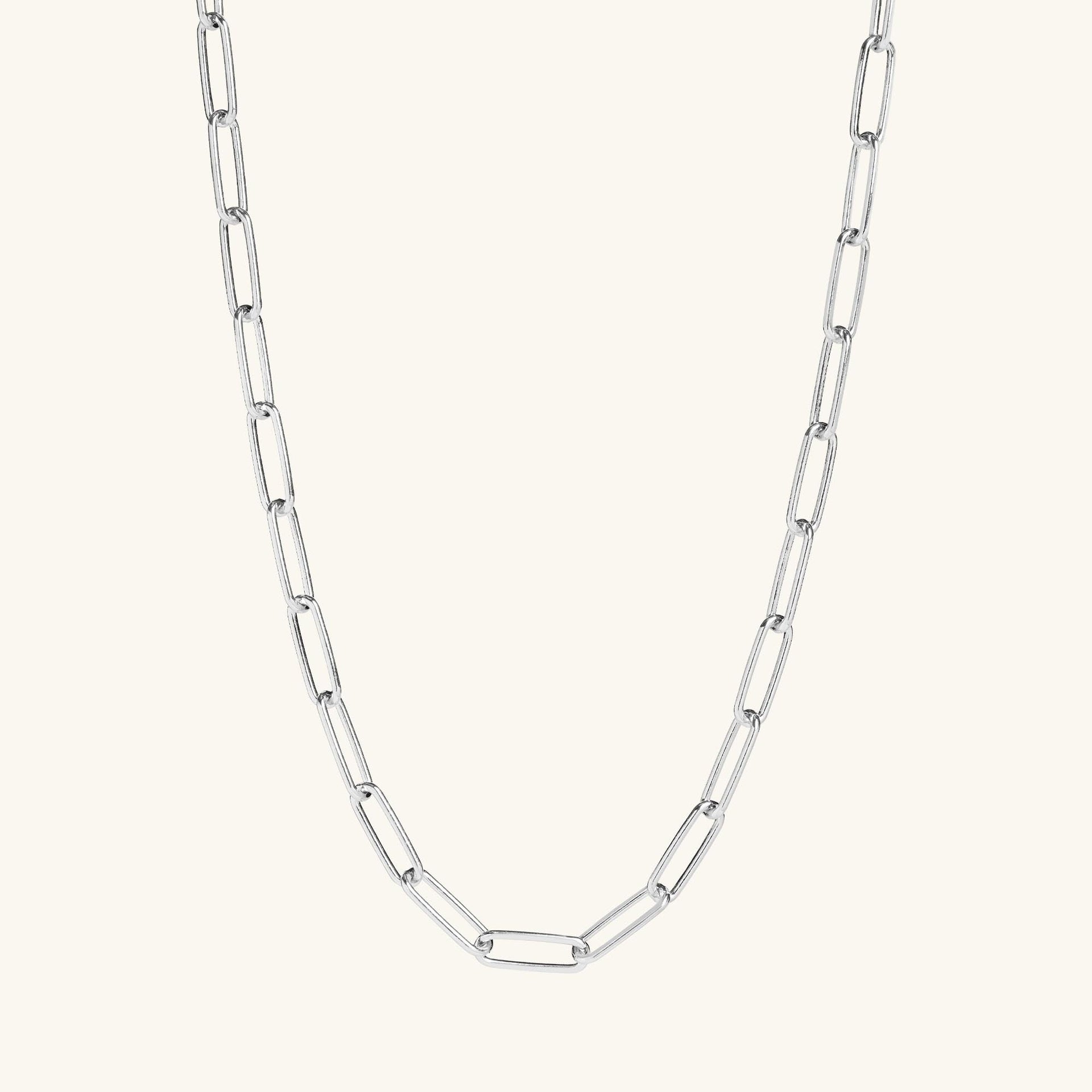 Paperclip Chain Necklace Silver
