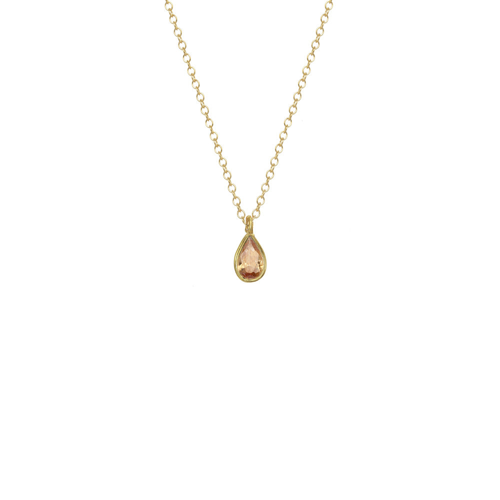 Mini Bezel Teardrop Solitaire Necklace