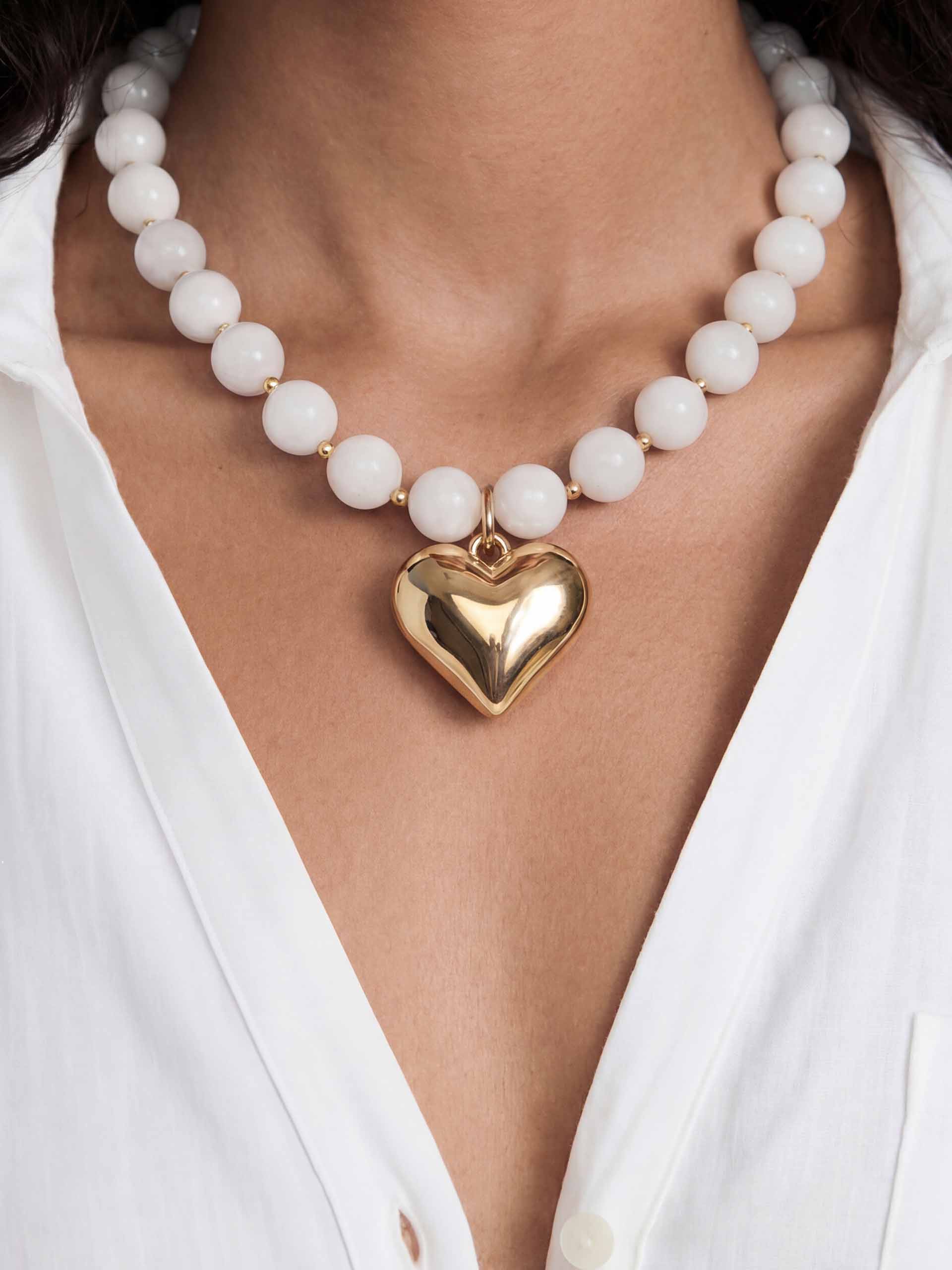 Luck and Love Bone Stone Heart Necklace