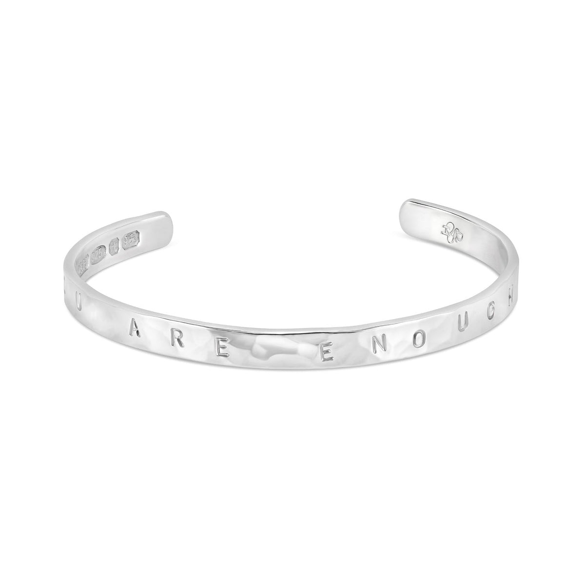 ‘You Are Enough’ Hand-Stamped Hammered Nomad Bangle