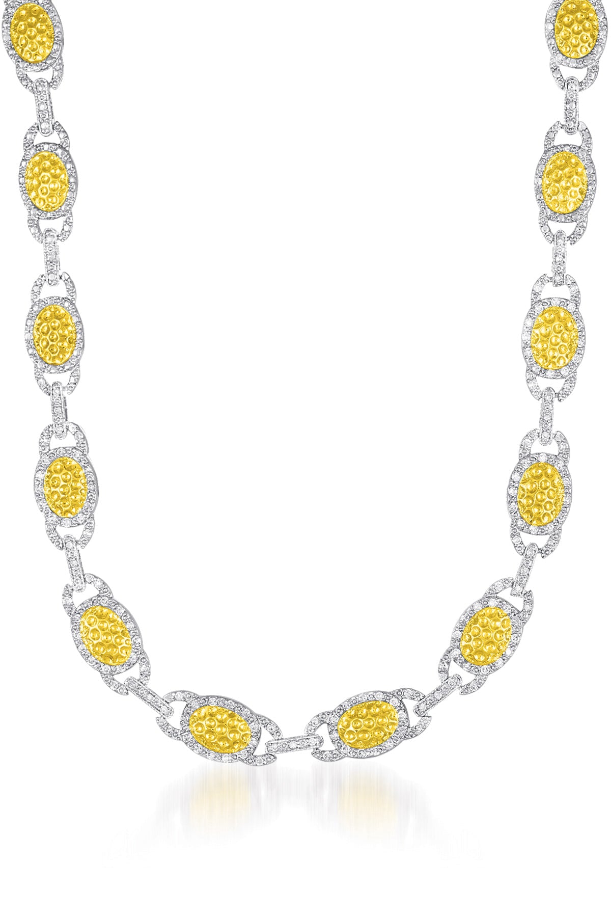 Monique Two Tone Oval Shape Hammered Necklace